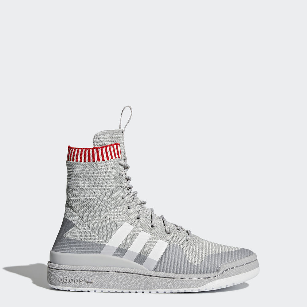 Adidas Forum Primeknit Χειμώνας - Originals ανδρικα - Γκρι/Ασπρα/Βαθυ Κοκκινα,Μέγεθος: EU 36 – 54 2/